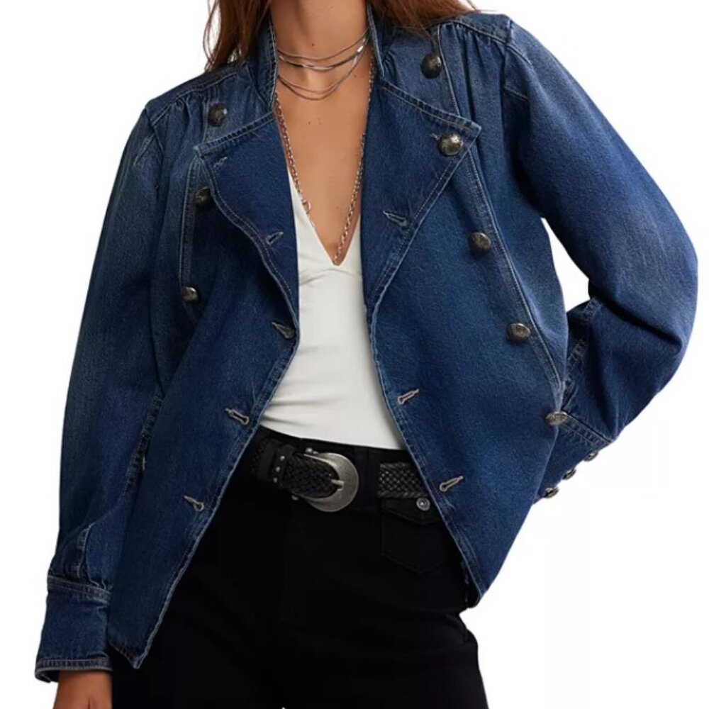 NWT Free People We The Free Imogene Denim Officer Jacket